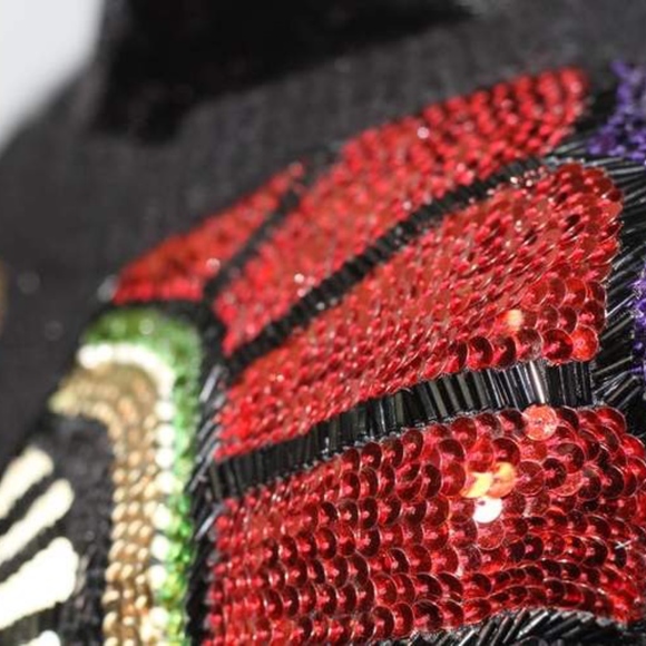 Lisa Ashley Original Black Silk Wool Sequenced Swe - Picture 2 of 7